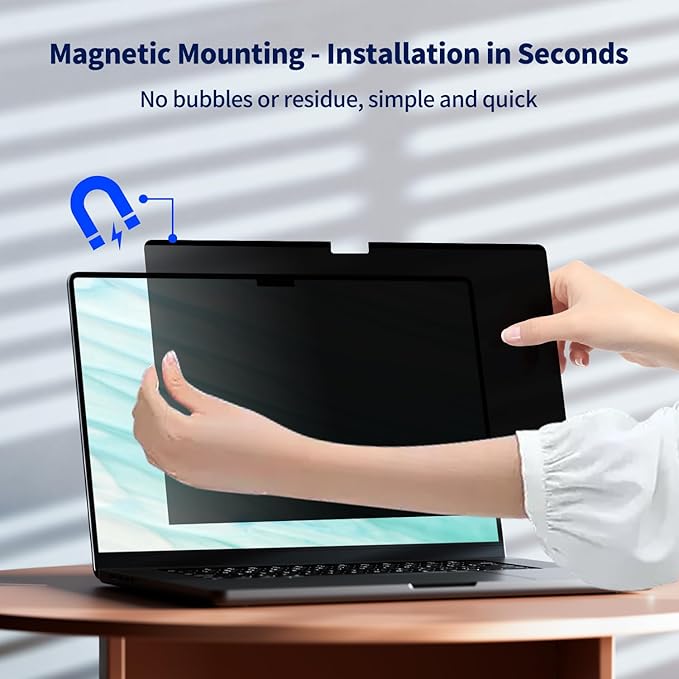Magnetic Privacy Screen for 13 Inch MacBook Pro (2016, 2017, 2018, 2019, 2020, 2021, 2022, M1, M2), Removable Matte Laptop Privacy Screen Anti Glare Blue Light Filter, Anti-Spy for Mac 13''