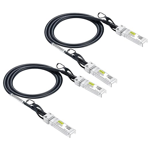 10Gtek SFP+ DAC Twinax Cable, 10G SFP+ to SFP+ Direct Attach Copper Patch Passive Cable for Cisco SFP-H10GB-CU0.5M, Ubiquiti UniFi UC-DAC-SFP+, TP-Link TL-SM5220-0.5M and More, 0.5-Meter, 2-Pack
