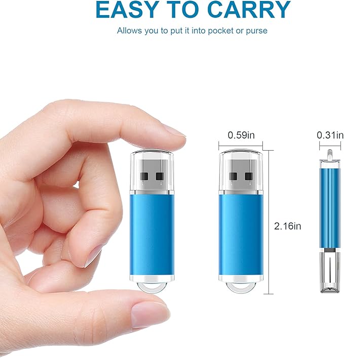 TOPESEL 2 Pack 64GB USB 3.0 Flash Drive High Speed Thumb Drive Memory Stick Jump Zip Drive for PC laptops, Tablets, TVs, Car Audio, Blue