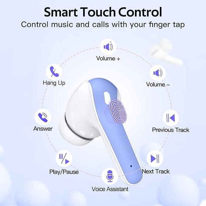 TAGRY 2 Sets X08 Pink and Purple Bluetooth Headphones True Wireless Earbuds 60H Playback Ear Buds with Wireless Charging Case in-Ear Earbuds with Mic