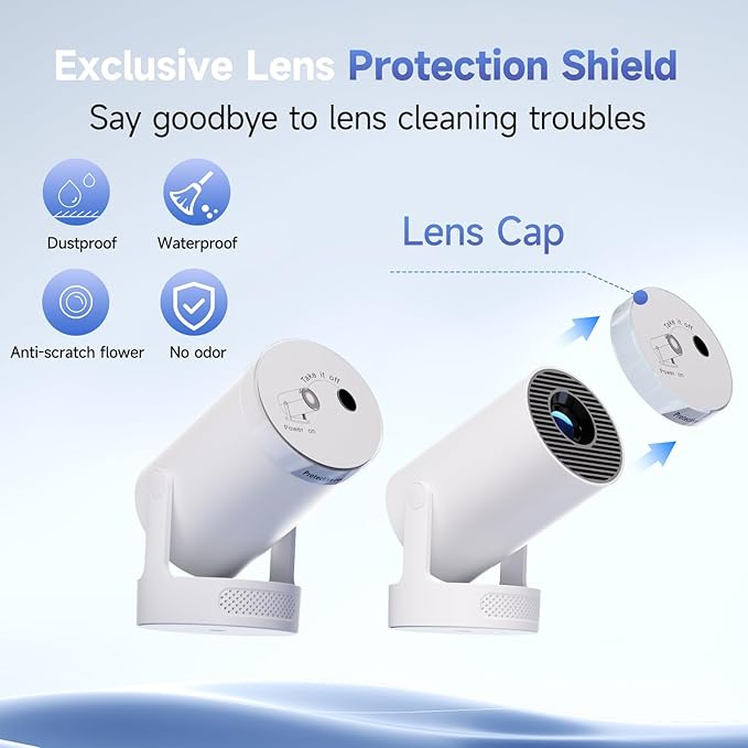 Magcubic 2025 Upgraded Mini Projector 4K support with WiFi 6 and Bluetooth 5.4, 5w Soundbase Speaker, Portable Projecteur with Auto Vertical Keystone 180° Rotatable Lens Cap for Movie Home HY300Pro+