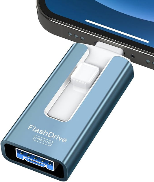 USB Flash Drive 512GB, Photo Stick Memory External Data Storage Thumb Drive Compatible for Phone, Pad, Android, PC and More Devices (Blue)