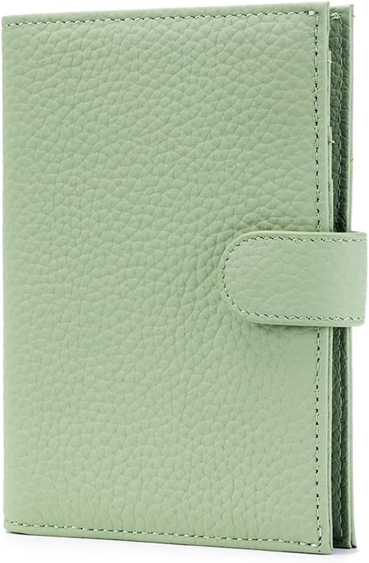 Leather Passport Holder for Travel Women – RFID Blocking Passport Wallet with 1 Passport Slot & 3 Card Slots, Coin Pocket & SIM Slot – Slim Genuine Leather Travel Organizer (Light Green)