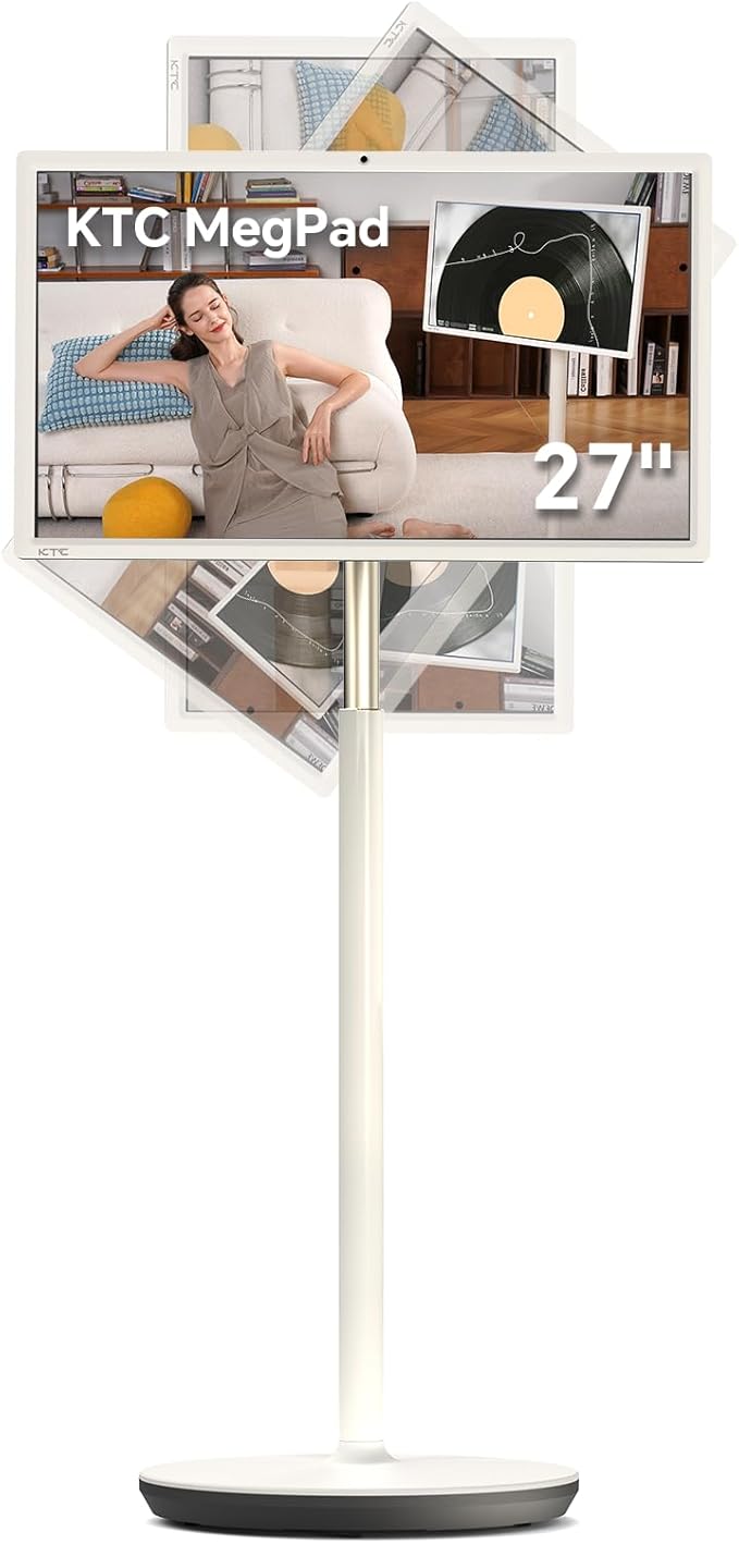 KTC 27 Inch MegPad Portable TV Touchscreen Monitor 1080p, Android 14 EDLA Certification with Camera, 9500mAh Built-in Battery, Remote Control