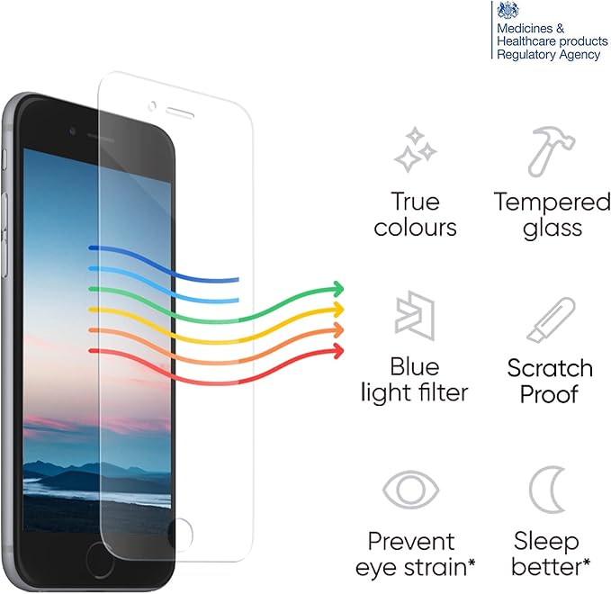Ocushield Anti Blue Light Tempered Glass Screen Protector for iPhone 7 Plus | iPhone 8 Plus - Protect Your Eyes, Reduce Migraines & Improve Sleep