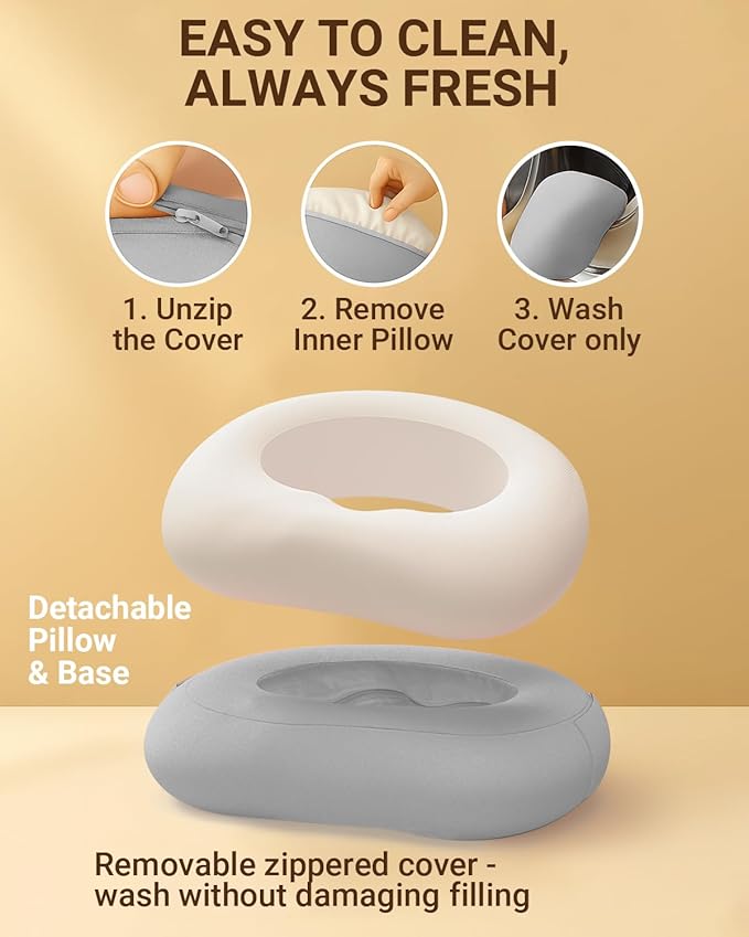 Kindle Pillow Stand for Bed, Adjustable Tablet & Phone Holder for iPad, Kindle, Couch – Snack & Drink Holders, 50 Disposable Liners & Washable Pillow Cover (Grey)