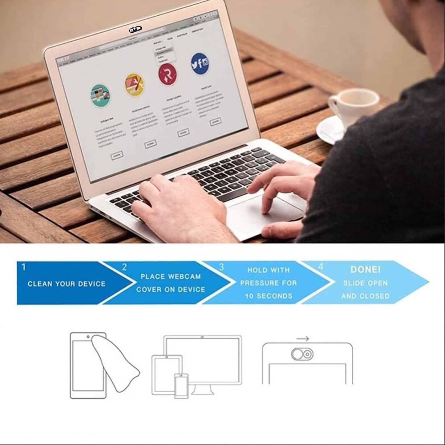 3PCS Phone Camera Cover, 0.02 Inch Laptop Webcam Cover Slide Cover, Webcam Privacy Cover, Keep Your Privacy Safe (Panda Lying Down - Black)