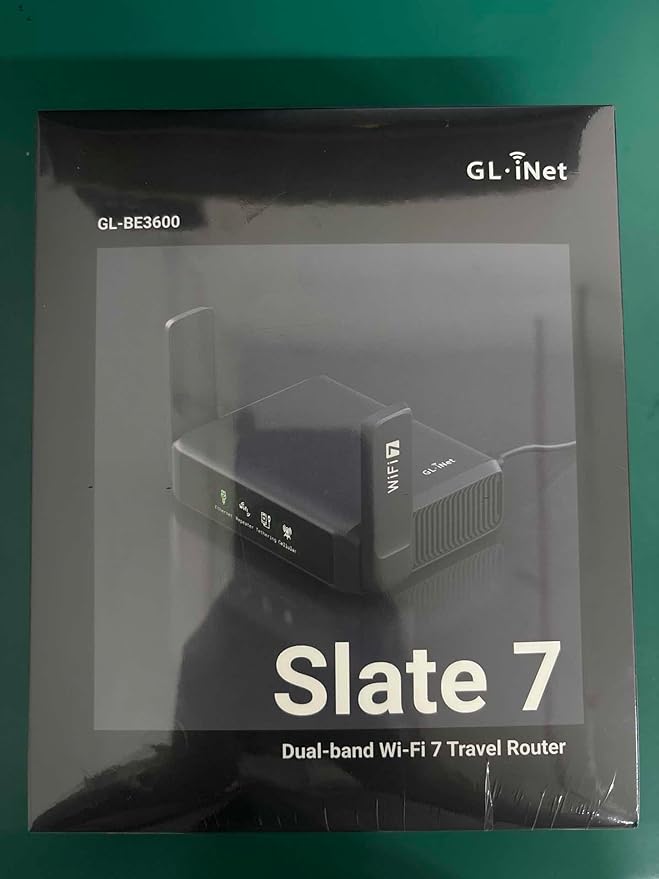 GL.iNet GL-BE3600 (Slate 7) Portable Travel Router, Pocket Dual-Band Wi-Fi 7, 2.5G Router, Portable VPN Routers WiFi for Travel, Public Computer Routers, Business Trip, Moblie/RV/Cruise/Plane