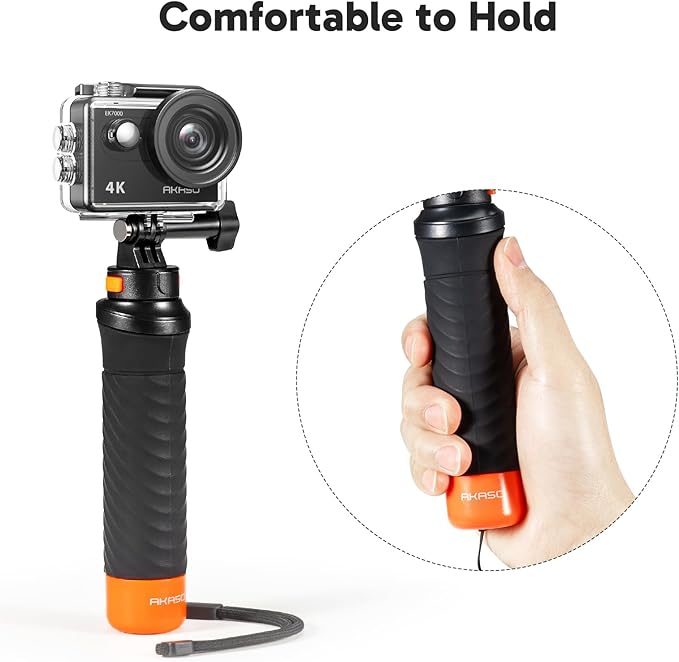 AKASO EK7000 4K30fps 20MP Action Camera EIS Ultra HD 131FT Waterproof Underwater Camera with Waterproof Floating Hand Grip Bundle and Carrying Case Helmet Accessories Kit Bundle