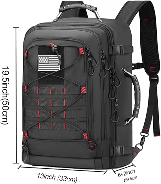 Vancropak Travel Backpack for Men, Extra Large 17.3 inch Laptop Backpacks, Flight Approved Sturdy Carry on Suitcase for Airplanes with 3 Packing Cubes, Expandable 50L Luggage Daypack Duffel Bag, Black