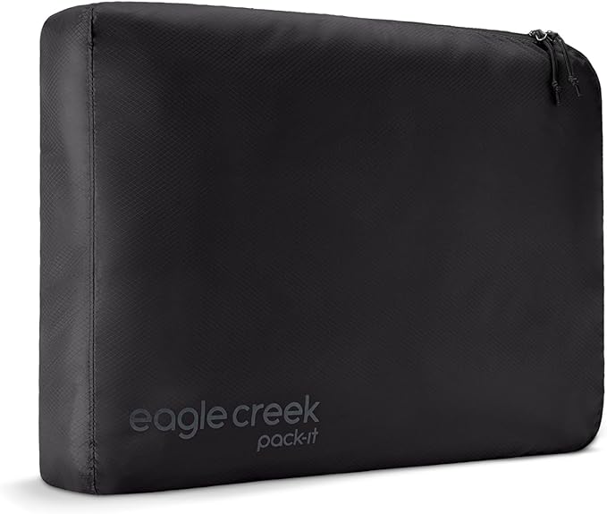 Eagle Creek Pack-It Isolate Cube - Lightweight Clothes Packing Cube for Maximizing Luggage Space - Angled Zippered Opening - Convenient Top Handle - Water-Resistant - Large - Black