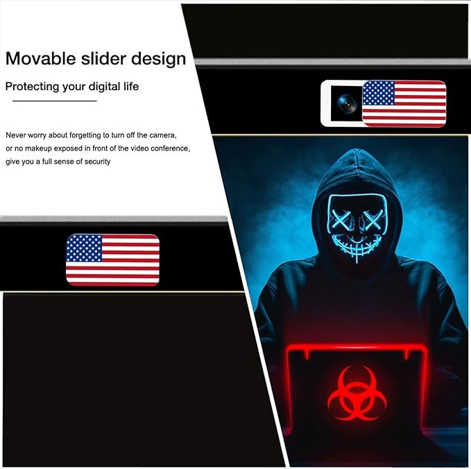 Laptop Camera Cover Slide, Webcam Cover Slide, Ultra-Thin, Nation Flag Pattern Design, 6 Pack
