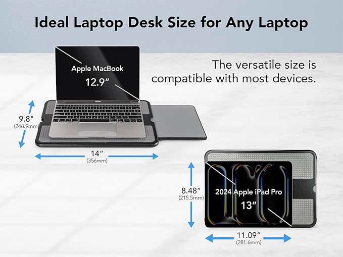 EHO Laptop Lap Desk, Portable Lapdesk with Smooth Surface and Mouse Pad, Lightweight Bed Tray for Laptop or Tablet, Ergonomic Lap Table for Home, Office, Travel, and Students