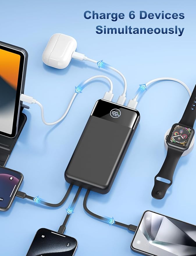 Portable Charger Power Bank 33800mAh Battery Pack, 22.5W Fast Charging PowerBank with Built in Cables,Travel Essential USB-C Portable Phone Charger for iPhone Samsung Pixel Android iPad