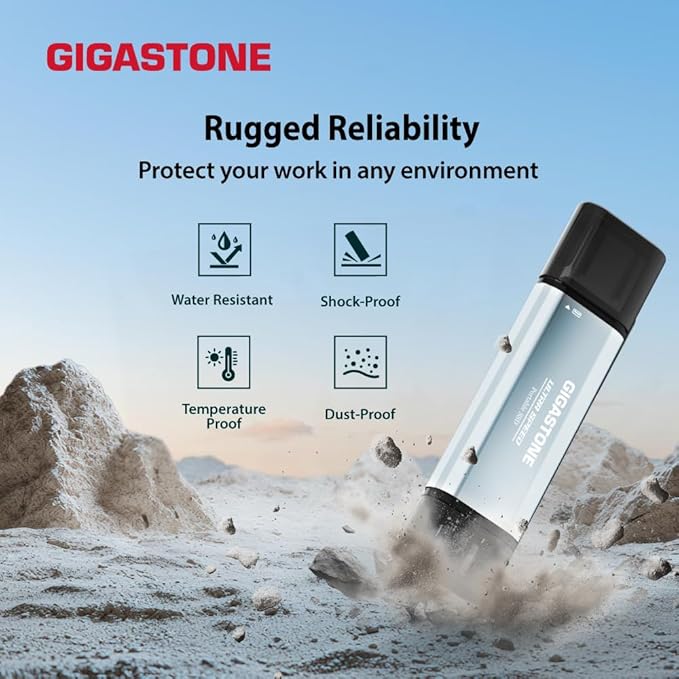 Gigastone Duo Go USB-A+C 2TB (2-Pack) Dual External Portable SSD 1,050MB/s Glossy Surface, Supports Apple 4K 60fps ProRes HDR Video Recording USB3.2 Gen 2 for iPhone 16 PS5 Mac iPad Laptop Android