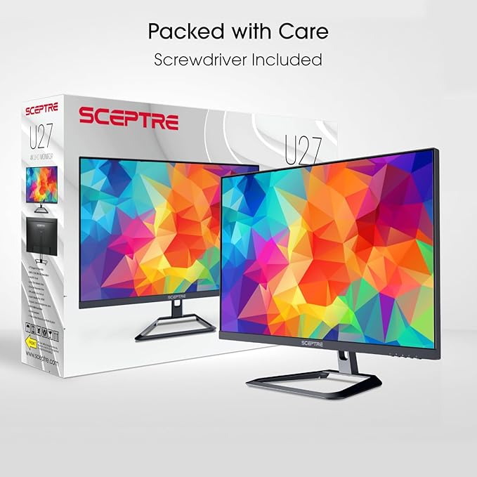 Sceptre 4K IPS 27" 3840 x 2160 UHD Monitor up to 70Hz DisplayPort HDMI 99% sRGB Build-in Speakers, Black 2021 (U275W-UPT)