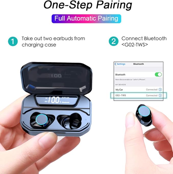 [Xmythorig Ultimate] True Wireless Earbuds Bluetooth 5.0 Headphones, IPX7 Waterproof Earphones for Sports, 160H Playtime w/ 3300mAh Charging Case, 3D Stereo Audio Touch Control in-Ear Headset w/Mic