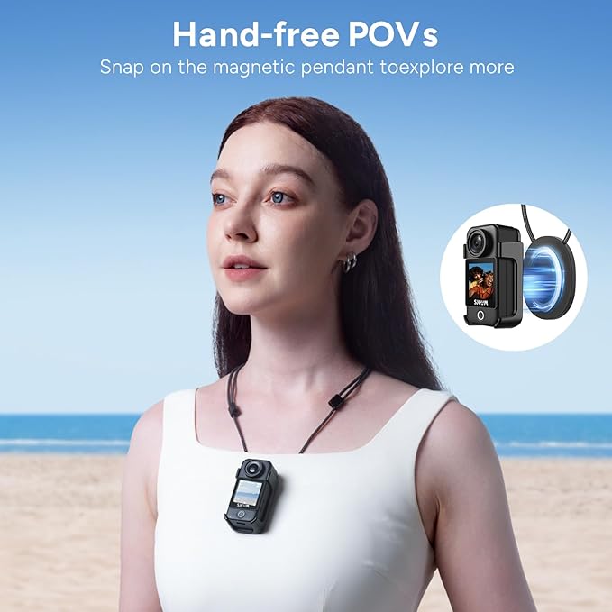 SJCAM C300 Vlogging Combo, 4K Pocket Action Camera,7Hour Power,6-Axis Stabilization,Dual-Touch Screen 154° Wide FOV Video Body Camera,Waterproof,Live Streaming,with Tripod Kits,64G Card,Black