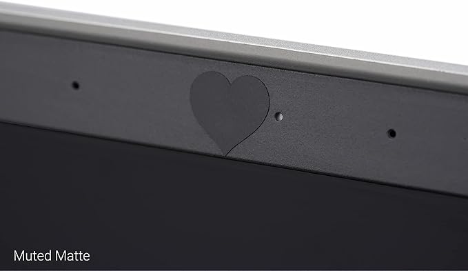 Blocked Stackable Webcam/Camera Vinyl Covers | 57 Low-Tack Restickable Webcam Sticker | 3-Sizes | Black 57-Pack Hearts (Muted Matte)