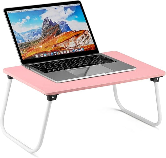 Ruxury Folding Lap Desk Laptop Stand Bed Desk Table Tray, Breakfast Serving Tray, Portable & Lightweight Mini Table for Sofa Couch Floor - - Pink