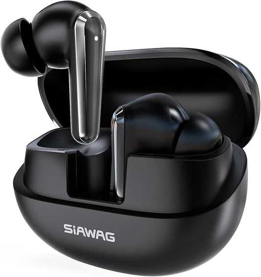 Wireless Earbuds Bluetooth 5.4 Light Weight in Ear Earphones 10mm Drivers with Powerful Bass IPX5 Waterproof Headphones 60H Long Playtime Bluetooth Headphones ANC ENC Noise Cancelling Black