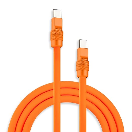 chubbycable Chubby 2.0 Fast Charging Cable Durable Soft Silicone USB C Cable 240W Extra Thick Charger Cord Compatible with iPhone 17-15 Series iPad, Orange+Orange, Type-C to Type-C, 6.6 FT