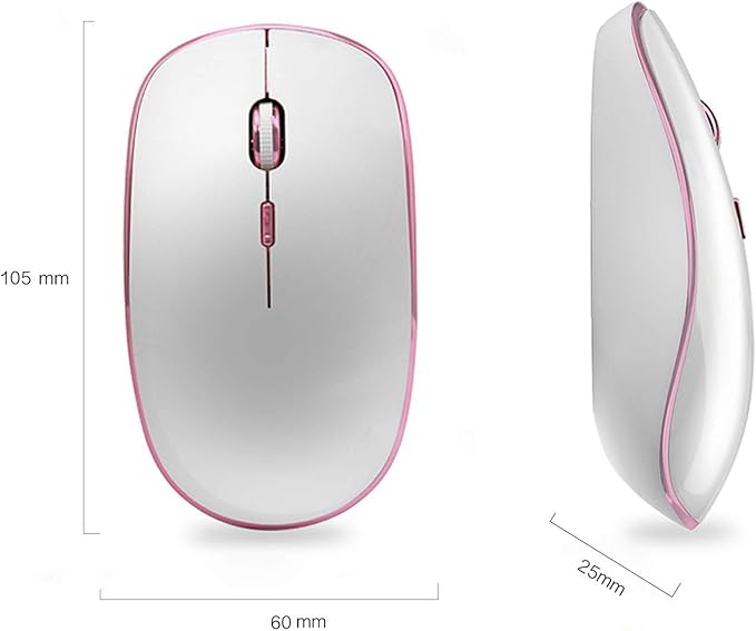 JOYACCESS Wireless Mouse for Laptop - Ultra Thin, Silent, 2400 DPI Portable Optical Mouse for Laptop,Computer,MacBook,Windows, Chromebook, PC (White + Pink)