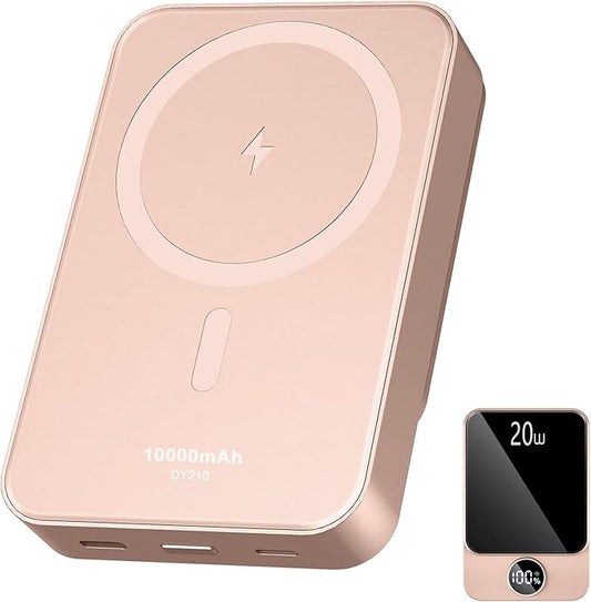 Magnetic Portable Charger, Power Bank 10000mAh with PD 20w Fast Charging, USB C in&Out Battery Pack, Compatible with Mag-Safe for iPhone 12/13/14/15/16 Pro/Pro Max Series, Samsung, Android, and More