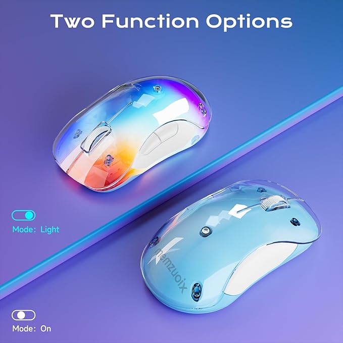 memzuoix 2.4G LED Wireless Mouse, Rechargeable Ergonomic Mouse with Detachable Cover, 1400 DPI Portable Optical Computer Mouse with USB Receiver for Laptop, PC, Desktop and MacBook, 5 Buttons-Blue