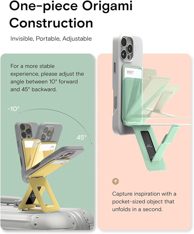 MOFT Phone Tripod Wallet for iPhone, Mulit-Angles, Lightweight & Portable Phone Stand, MOVAS Vegan Leather Magnetic Wallet, Strong Magnets, NFC Card Holder,Travel Essential, Peony (with Card Slot)