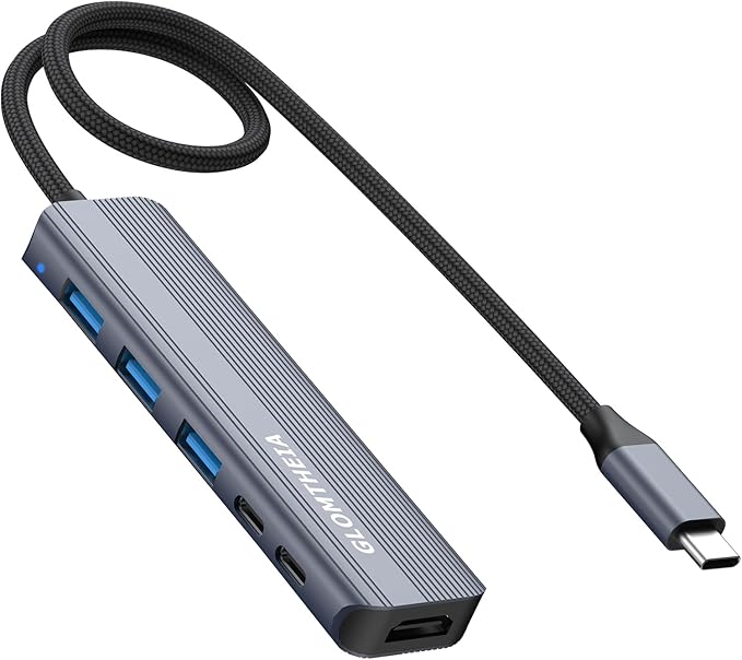 USB C Hub HDMI Multiport Adapter Dongles for MacBook Pro/Air Mac iPad Laptop, Tpye C Multiple Dock with 4k@30Hz HDMI, USB A 3.0, USB C 3.0, 100W Pass Through Charging