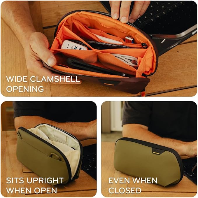 Peak Design Small Tech Pouch, Kelp, Electronics Organizer for Travel or Everyday Carry, Origami-Style Storage, Cable Pass-Through, Weatherproof Recycled Nylon, Gear Carry Bag for Men and Women