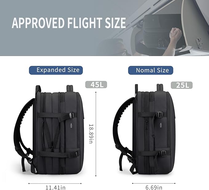 Travel Backpack for Men Carry-on Backpacks 45L Waterproof Laptop Backpack Weekender Bag (backpack)