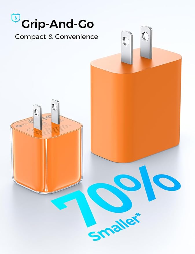MAGIC JOHN 45W USB C Charger Block, Ultra-Fast Charging for iPhone 15/16/17 & More, Compatible with iPhone, iPad, Samsung, and Other USB C Devices Orange