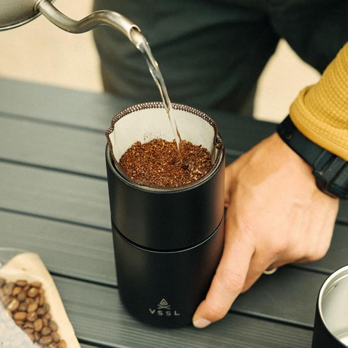 Nest Pour Over Coffee Kit | Coffee Maker for Camping | All-In-One Travel Pour Over | Transportable Dripper, Two 10oz Stainless Steel Travel Mugs | Compact Storage & Adventure Ready | Black