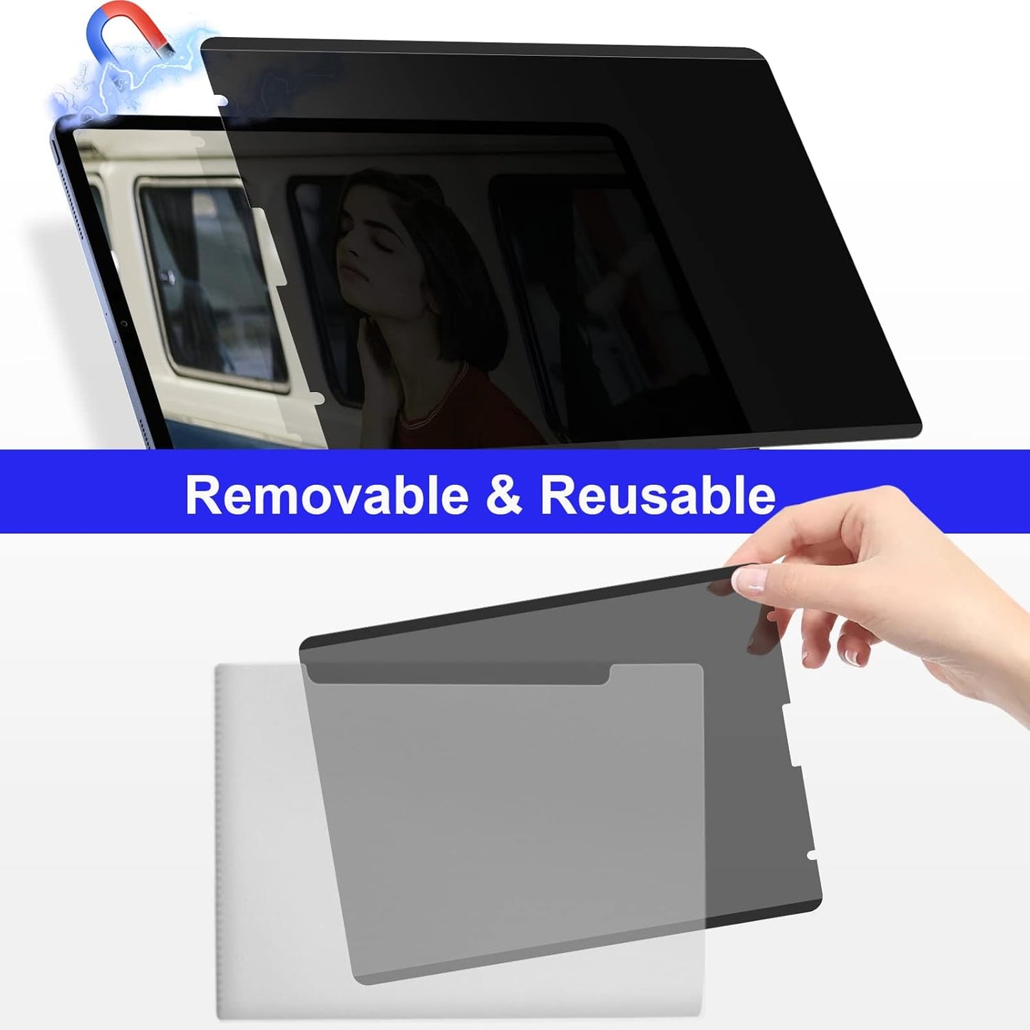 Magnetic Privacy Screen Protector for iPad Pro 11" 4th 3rd 2nd 1st Generation 2022 2021 2020 2018/ iPad Air 5/ Air 4 10.9" (2022/2020), Removable&Reusable Anti-Spy Anti-Glare Privacy Filter, Bubble Free