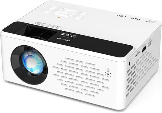 Mini Projector with Two-way Bluetooth, Portable Movie Projector, 1080P Full HD Projector with Speaker for Home Bedroom, 50% Zoom, Compatible with Smartphone,HDMI,USB,Fire Stick