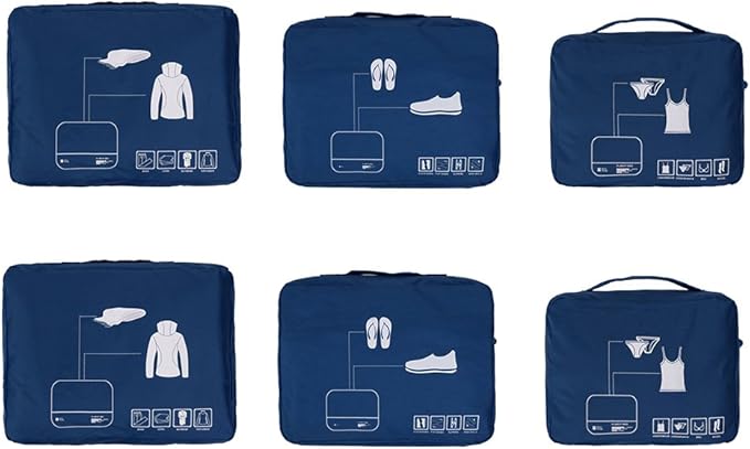 Packing Cubes Set Travel Luggage Organizers Suitcase Lightweight Accessories Navy Blue