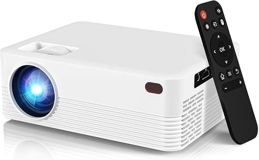 Mini Portable Projector with Wifi and Bluetooth, Native 1080P Full HD Smart Projector , 300 ANSI, Compatible with Smartphone, HDMI, USB for Home, Bedroom, Outdoor Use （White）