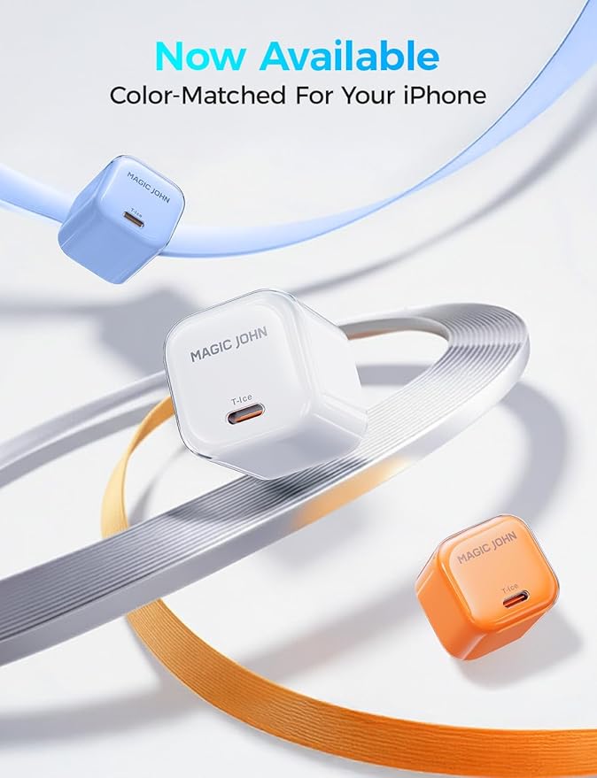 MAGIC JOHN 45W USB C Charger Block, Ultra-Fast Charging for iPhone 15/16/17 & More, Compatible with iPhone, iPad, Samsung, and Other USB C Devices White