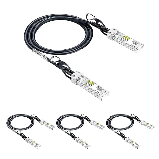 10Gtek SFP+ DAC Twinax Cable, 10G SFP+ to SFP+ Direct Attach Copper Patch Passive Cable for Cisco SFP-H10GB-CU1M, Meraki MA-CBL-TA-1M, Ubiquiti UniF, D-Link, Fortinet, 1-Meter(3.3ft), 4-Pack