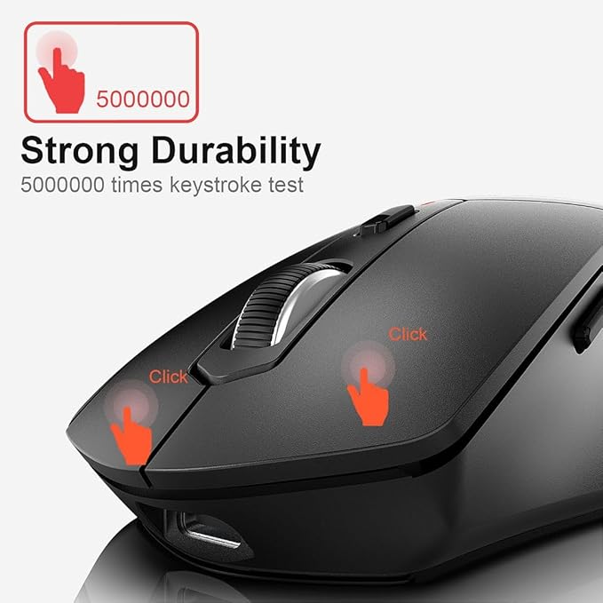 Arteck 2.4G Wireless Mouse with Nano USB Receiver Ergonomic Right Hand Silent Clicking with Backward & Forward for Computer/Desktop/PC/Laptop and Windows 10/8/7 Build in Rechargeable Battery