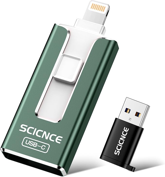 SCICNCE 512GB Flash Drive Intended for iPhone, USB Memory Stick Storage Backup for Photos Videos, Plug and Play No APP Required, Compatible with iPhone iPad Android and Computers (Green)