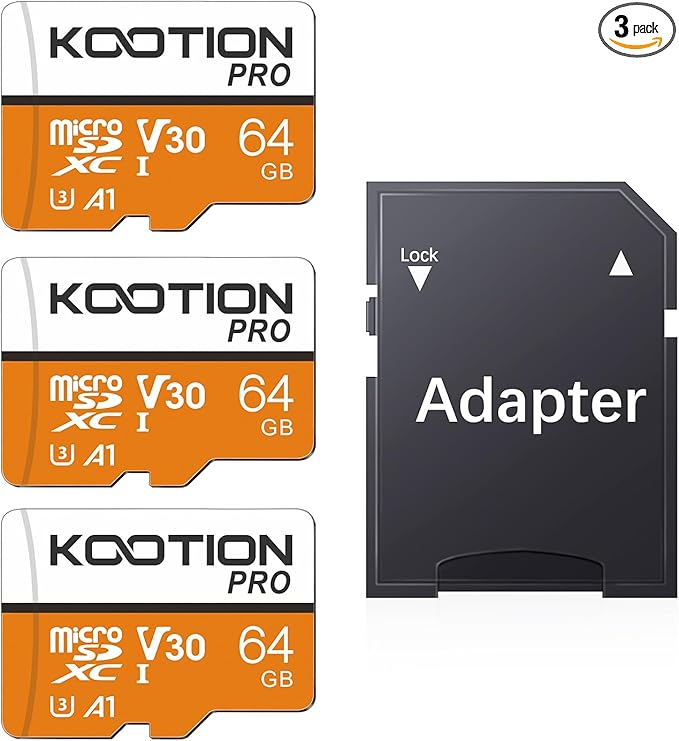KOOTION 64GB Micro SD Card 3 Pack, U3 High-Speed microSDXC Memory Card, A1, V30 TF Flash Memory Card for 4K Video Recording