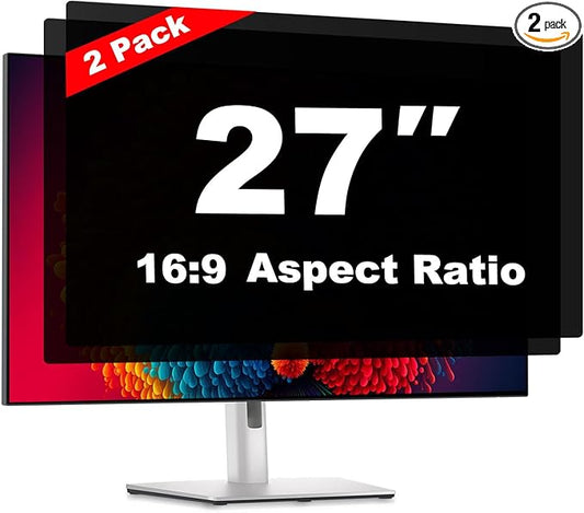 27 Inch Computer Privacy Screen Shield [2 Pack] for 16:9 Widescreen Desktop Monitor - Anti-Glare Blue Light Privacy Filter and Anti Spy Privacy Screen Protector Film
