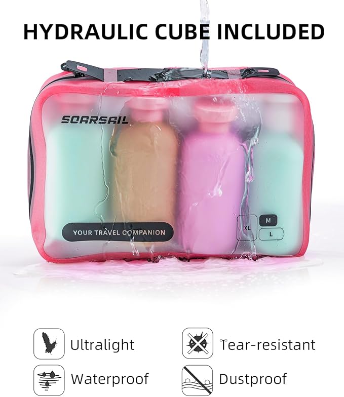 6 Set Compression Packing Cubes for Travel, Large Medium Small Luggage Organizers (Rose Red)