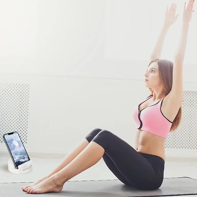 Luxury Marble Cell Marble Phone Stand with Sound, Phone Holder for Cellphone Tablet On Office Desk,Kitchen,Countertop, Nightstand,Round, Carrara White