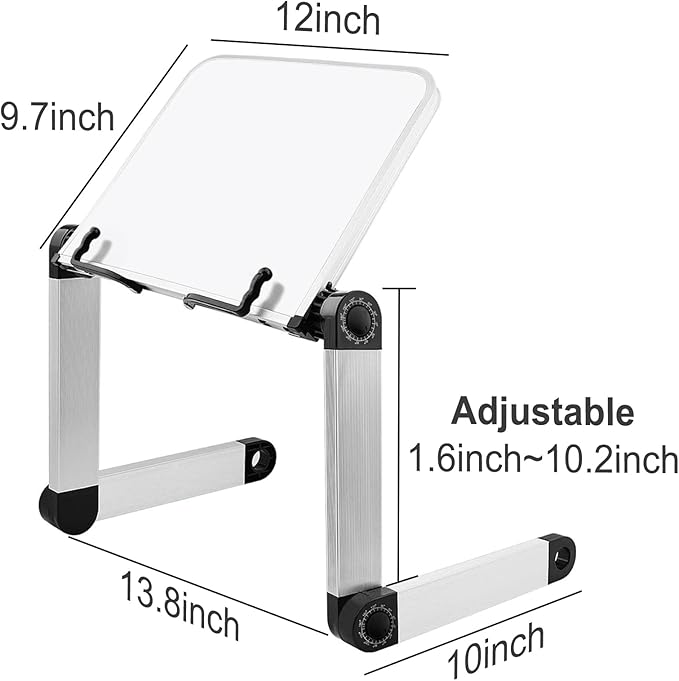 Book Stand Multifunctional Adjustable Laptop Stand Book Holder Tray with Clips Ergonomic Multi Heights Angles Adjustable Cooking Bookstand for Textbook Recipe Magazine Laptop Tablet Portable