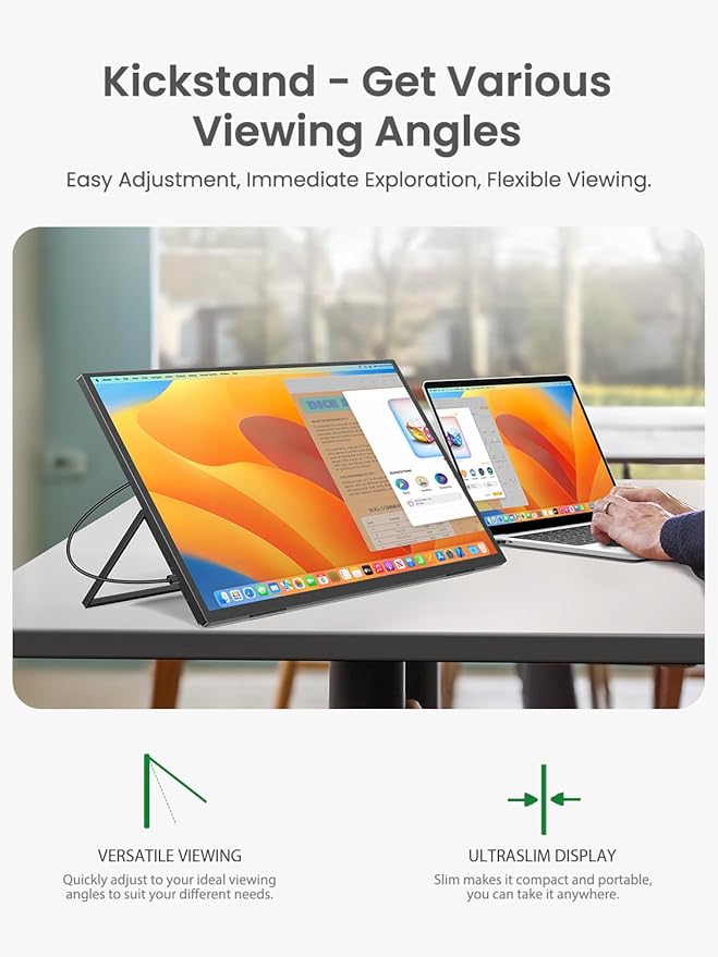 Portable Monitor 24.5” 240Hz, Gaming Monitor with FreeSync, HDR, 0.1ms, 180° Adjustable Kickstand & VESA, USB-C & HDMI, 2000:1 Contrast, 400Nits IPS Large Travel Second Screen for Laptop, Game Console