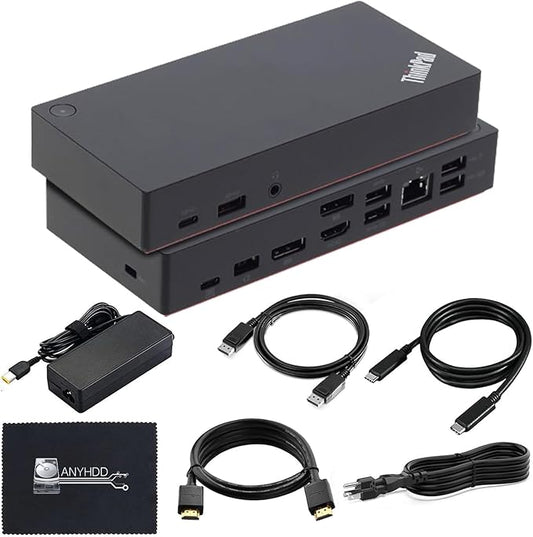 Lenovo 40AS0090US Thinkpad Docking Station Gen 2 - Supports 4K Display, 1 Year Warranty, Lenovo Docking Station with 90W Adapter, HDMI, USB-C, DisplayPort Cables - USB-C Thunderbolt 3 Dock (Renewed)